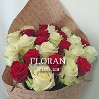 25 червоно білих троянд - Фото 2