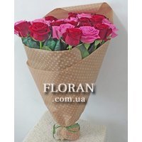 Букет з червоних і рожевих троянд - Фото 1