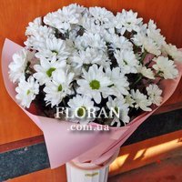 Букет із білих ромашкових хризантем - Фото 2