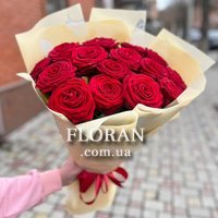 Bouquet of 15 burgundy roses - Photo 2