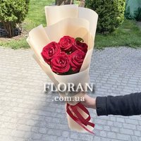 Букет з 5 червоних троянд - Фото 13