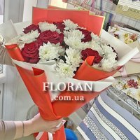 Bouquet of white and red chrysanthemums - Photo 2