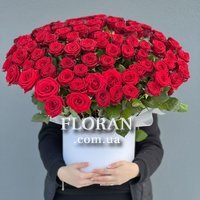 101 роза в шляпной коробке - Фото 1