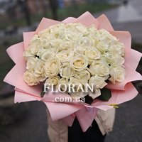 Великий букет білих троянд з Днем Народження - Фото 4