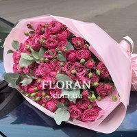 25 розовых кустовых пионовидных роз - Фото 1