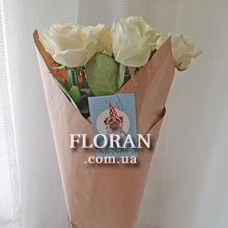7 білих троянд - Фото 3