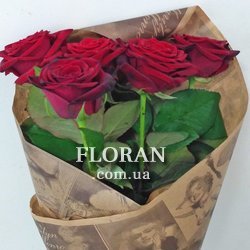 Букет з 5 червоних троянд - Фото 7