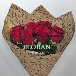 Букет з 7 червоних троянд - Фото 4