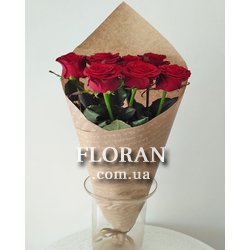 Букет з 7 червоних троянд - Фото 1