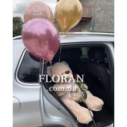 Плюшевий ведмедик з квіткою - Фото 1