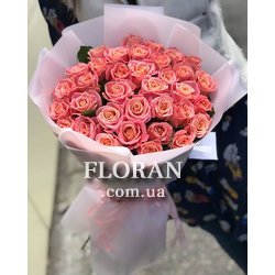 Букет із двоколірних троянд - Фото 1