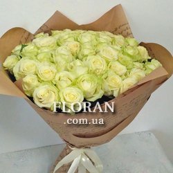 Великий букет білих троянд з Днем Народження - Фото 1