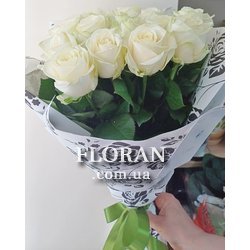 Белые розы 15 штук - Фото 3