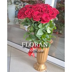Букет червоних троянд зі стрічкою - Фото 2