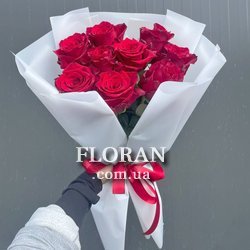 Букет із 9 червоних троянд - Фото 9