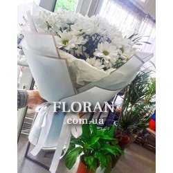 Букет із білих ромашкових хризантем - Фото 4