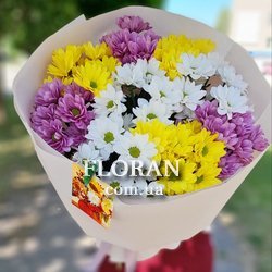 Букет із кольорових хризантем - Фото 1