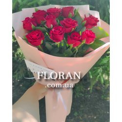 Букет з 11 червоних троянд - Фото 4