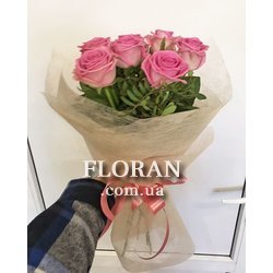 Букет з 7 рожевих троянд - Фото 1