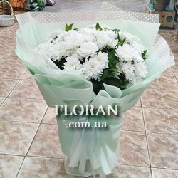 Букет из белых кустовых хризантем - Фото 4