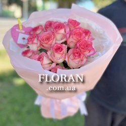 Романтичний букет рожевих троянд - Фото 10