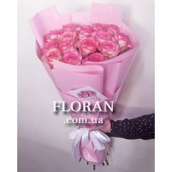 Романтичний букет рожевих троянд - Фото 3