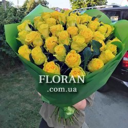Великий букет жовтих троянд - Фото 1