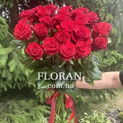Букет червоних троянд зі стрічкою - Фото 4