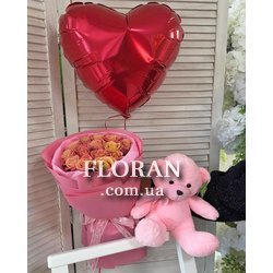 Букет із двокольорової троянди - Фото 3