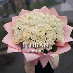 Великий букет білих троянд з Днем Народження - Фото 4