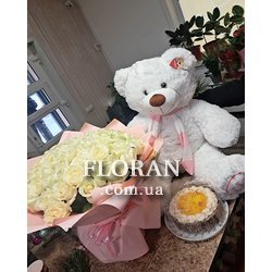 Big teddy bear with flowers - Photo 1