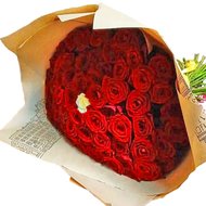 Red roses and one white