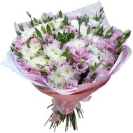 Букет з еустоми та хризантем