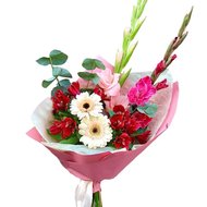 Букет гладіолуси, гербера та альстромерія