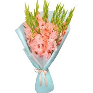 Букет коралових гладіолусів