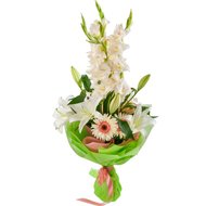 Букет з гладіолусами, ліліями та герберами