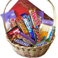 Basket of sweet bars and chocolate