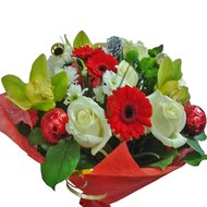 Новорічний букет з орхідеями