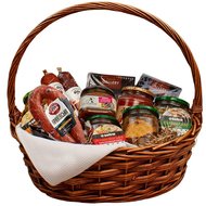 Gift basket with sausages