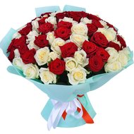 Beautiful bouquet of red and white roses