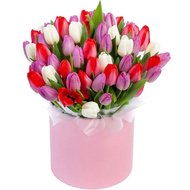 Дуже красива коробка з тюльпанами