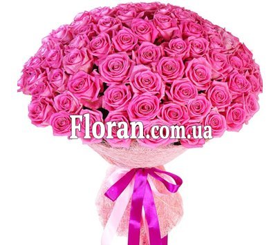 100 розовая роза