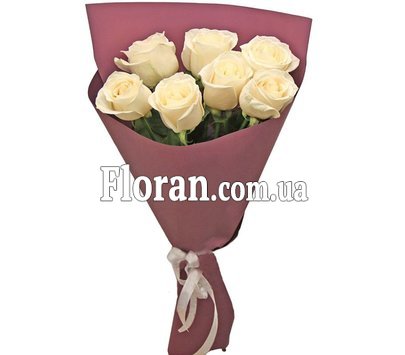 7 білих троянд