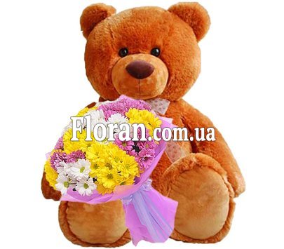Великий ведмедик з квітами