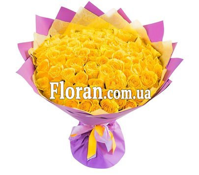 Букет з 101 жовтої троянди