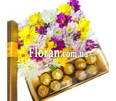 Квіти з шоколадними цукерками Ferrero