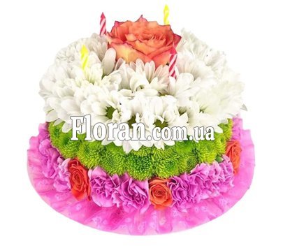 Фігура торта з живих квітів