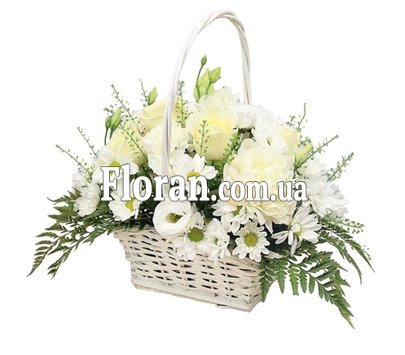 Basket of white flowers