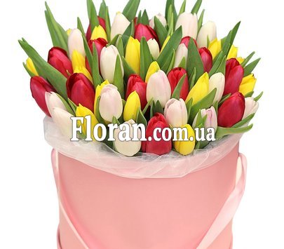 Beautiful flowers for March 8 in a box