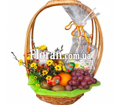 Easter basket with flowers